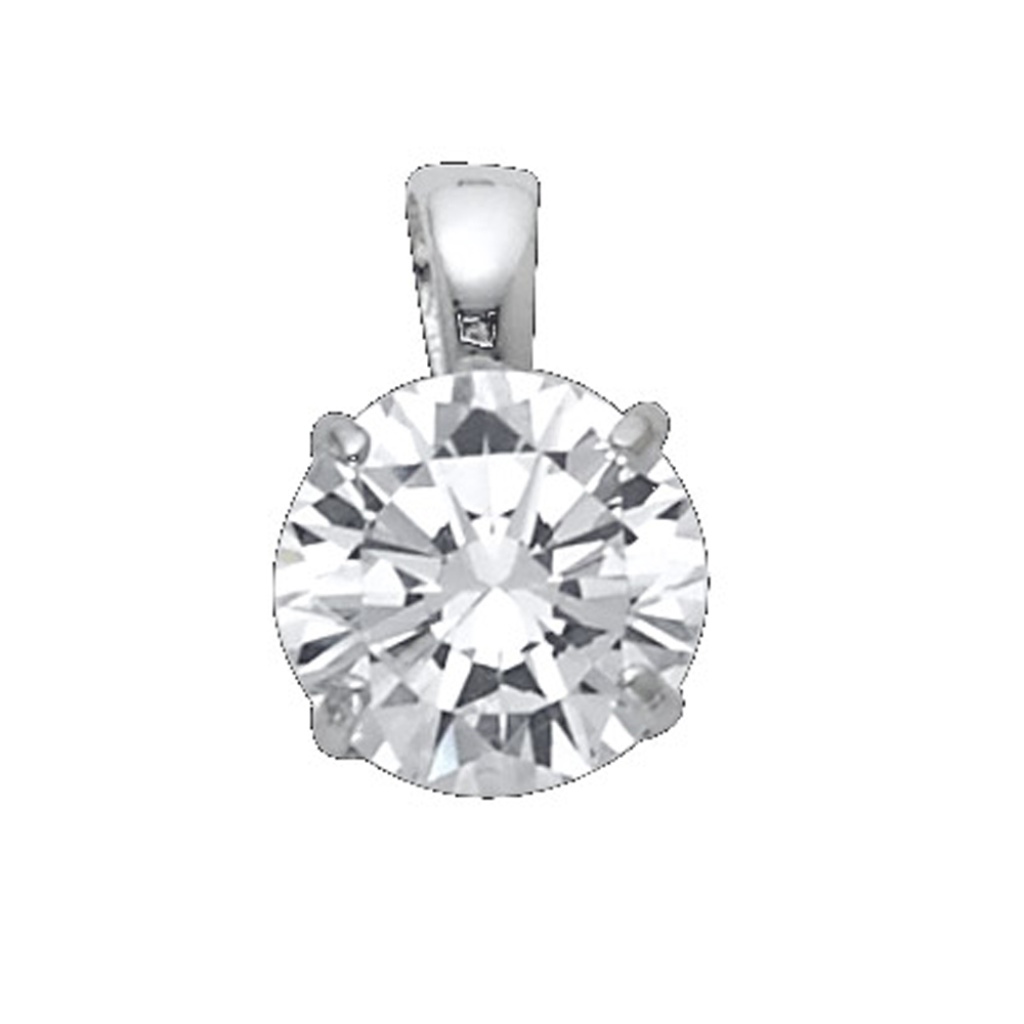 14k White Gold 7mm Round Cz Solitaire Pendant 64$